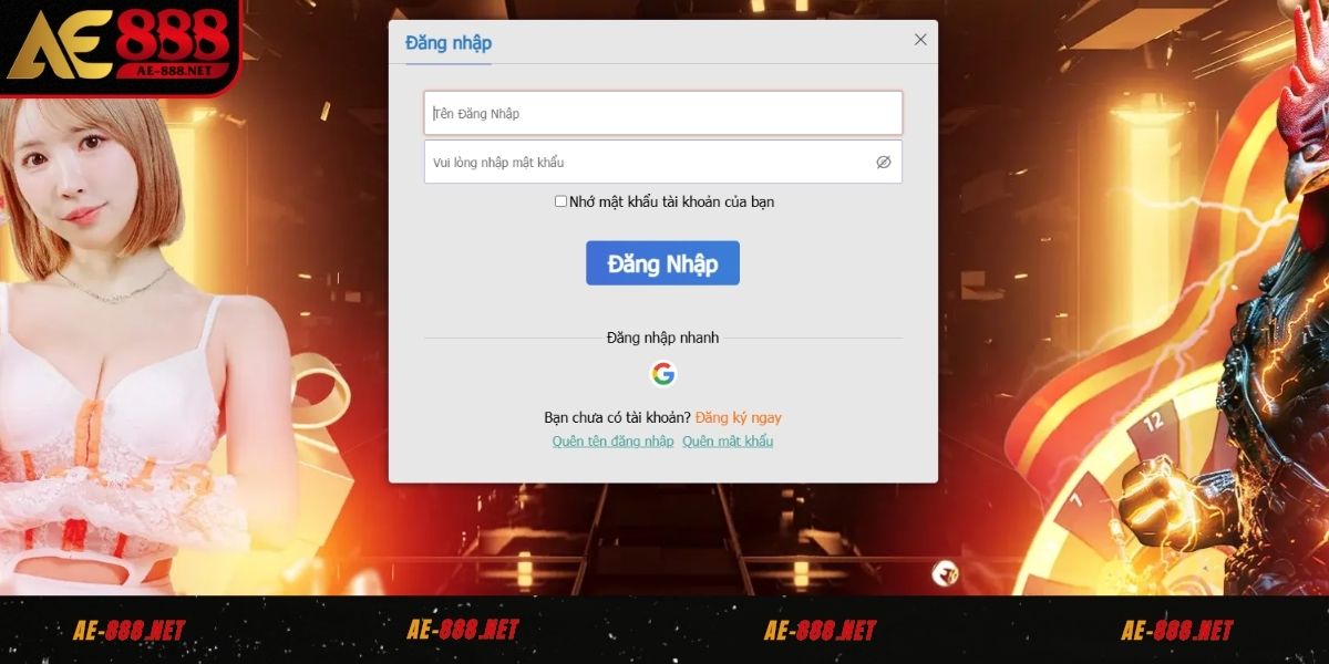 Chi tiết quy trình login vào acc tại AE888